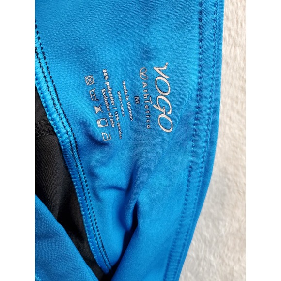 Vogo Athletica Capri Leggings Women Medium Black Blue Stretch Elastic Waist Logo - Picture 5 of 6